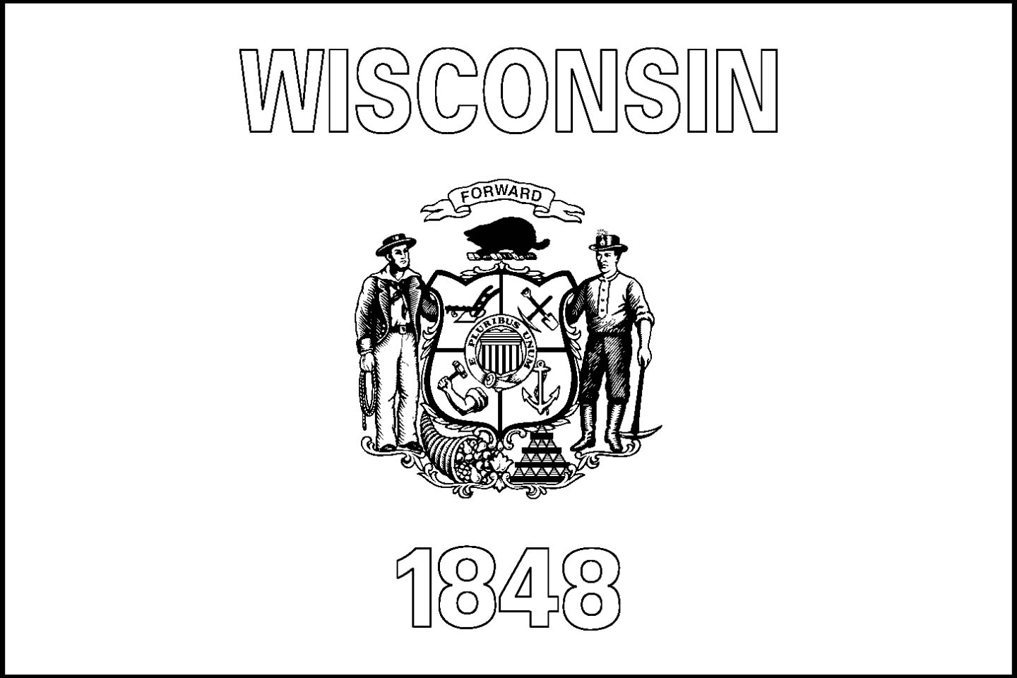 Download Wisconsin State Flag Line Drawings JPG